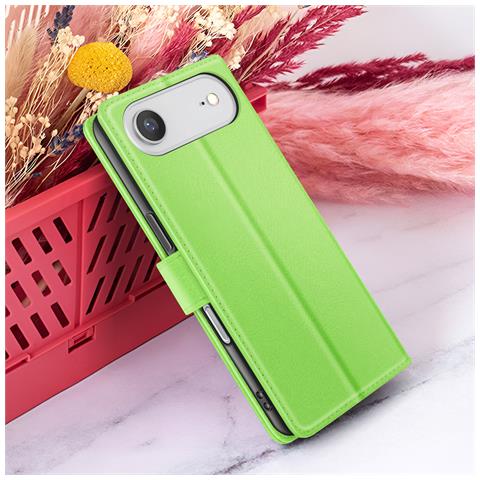 Custodia A Portafoglio Per Iphone 17 Air Funzione Supporto E Linguetta Magnetica, Verde - Foto 2