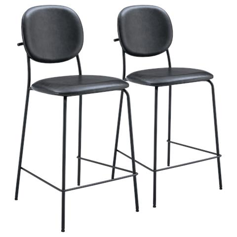 Set Di 2 Sgabelli Da Bar Edmond In Similpelle Nera - Foto 1