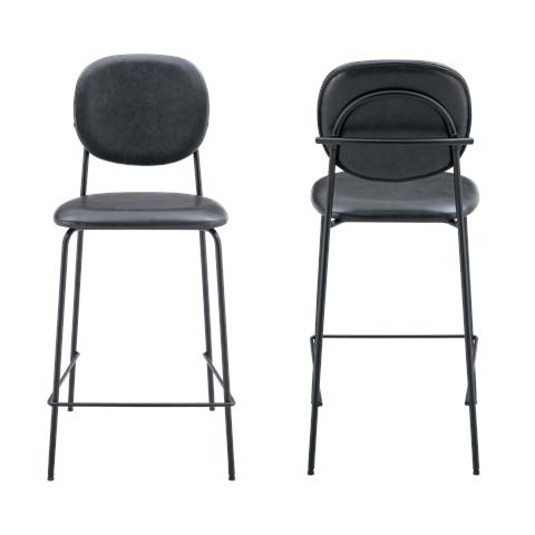 Set Di 2 Sgabelli Da Bar Edmond In Similpelle Nera - Foto 9