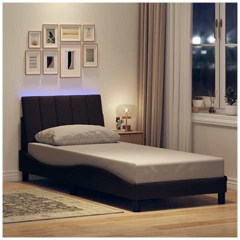 Giroletto senza Materasso Marrone Scuro 90x190 cm Tessuto - Foto 2