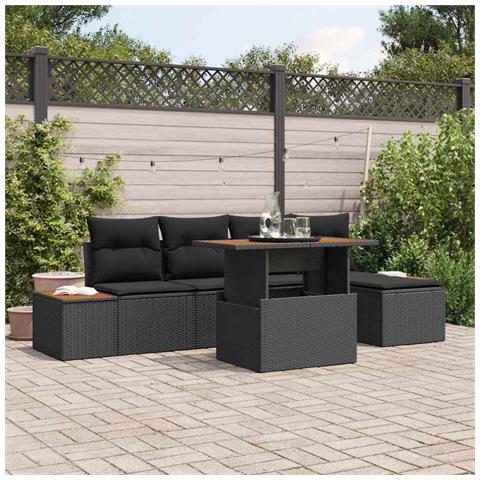 Set Divano da Giardino con archiviazione 6 pcs Nero Poly Rattan - Foto 2
