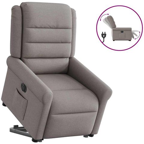 Poltrona Alzapersona Reclinabile Elettrica Tortora in Tessuto - Foto 1