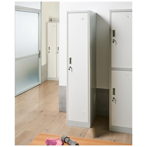 Armadietto A Porta Singola Athlete Metallo Grigio/ Bianco - Foto 1