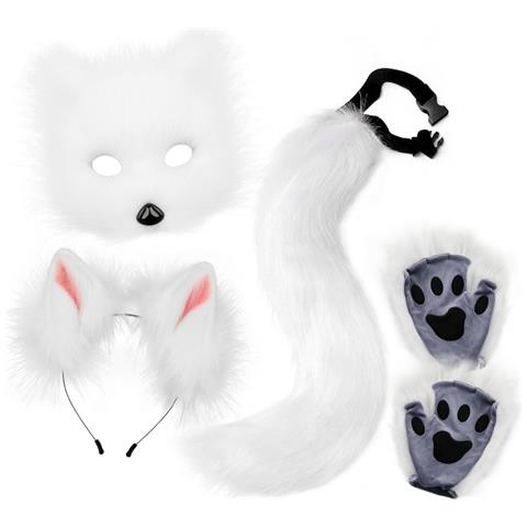 Set Costume Volpe Di Peluche Per Halloween - 4 Pezzi: Maschera, Orecchie, Coda E Zampe - Foto 1