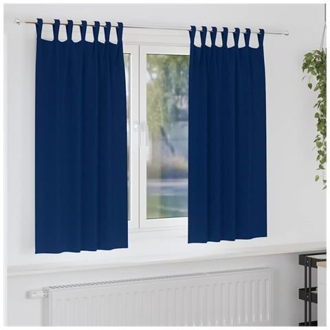 Tende con tende 2 pcs Blu scuro Poliestere - Foto 2