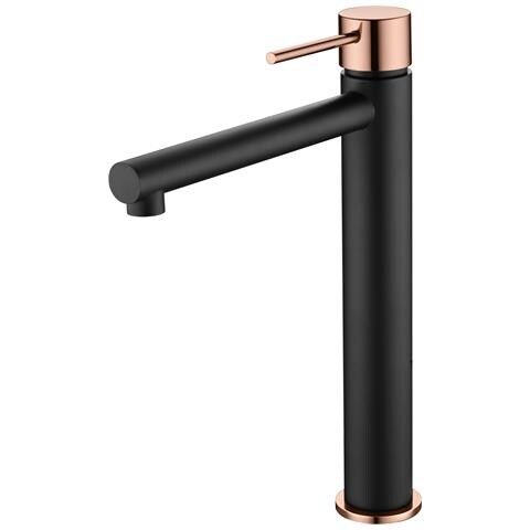 Imex Miscelatore Lavabo Alto Monocomando Nero Opaco E Oro Rosa Corpo Ottone E Zama Cartuccia Ceramica 25 Mm Tubi Flessibili 3-8 Serie Milos Modello Stick Imex-bdys045-3nor - Foto 2