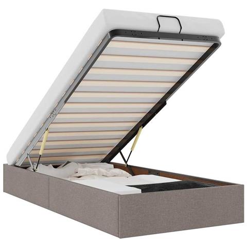 Struttura Letto Pouf senza Materasso Tortora 80x200 cm Tessuto - Foto 1