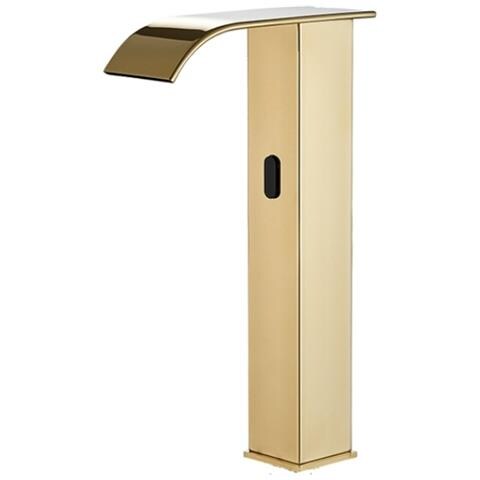 Rubinetto per lavabo da bagno, Blackswan, tipo M304, modello alto in oro con bocca a cascata e sensore, misura 31 cm - Foto 1