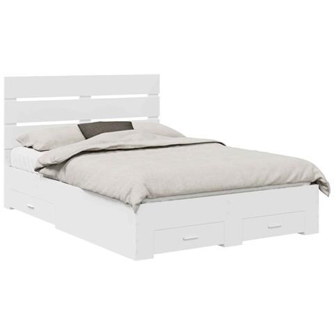 Struttura del letto Bianco 160 x 200 cm Legno multistrato - Foto 1