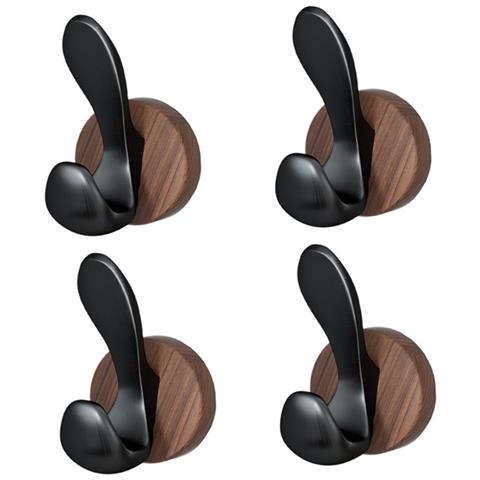 Ganci Sovrapporta Colore Noce 4 Pezzi — Ganci In Abs Senza Foratura E Senza Tracce 5-10kg Per Bagno E Porta - Foto 1