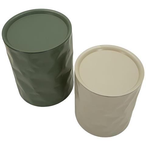 Tavolini Norimberga In Metallo Bianco E Verde — Coppia Ø 39,5x48 E Ø 35,5x40 Cm - Foto 2