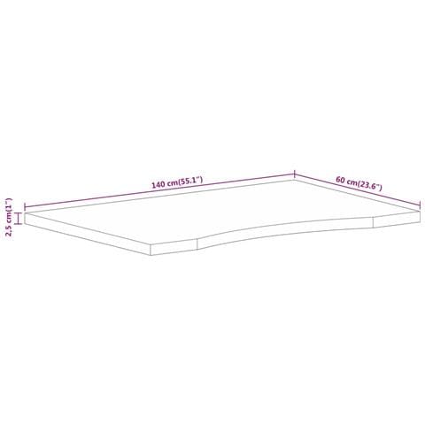Piano Scrivania con Curva 140x60x2,5cm Massello Grezzo di Mango - Foto 8