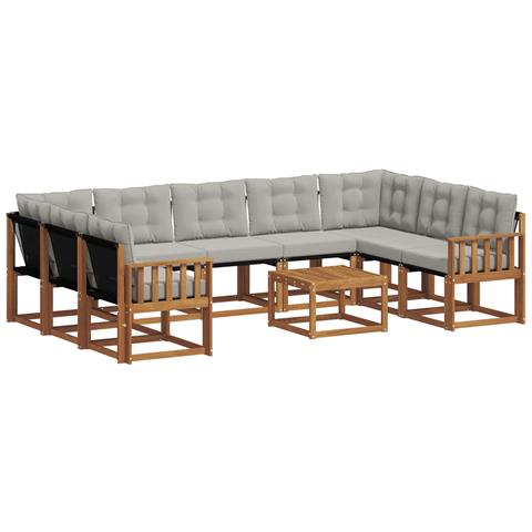 Set di divani da esterno 10 pcs Grigio Naturale e Chiaro - Foto 1