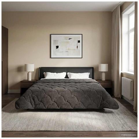 Duvet Estivo Antracite 220 x 260 cm Microfibra e Fleece Teddy - Foto 2