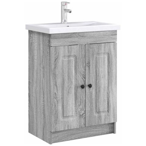 Mobiletto da bagno sotto il lavello Sonoma grigio - Foto 2