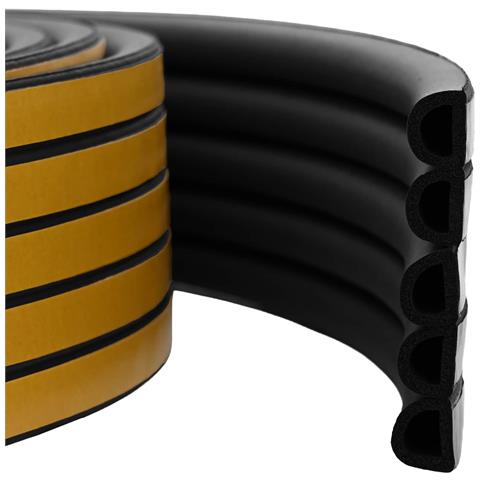 Nastro adesivo per finestre Nero 9 x 8 mm 12 m Schiuma EPDM - Foto 1