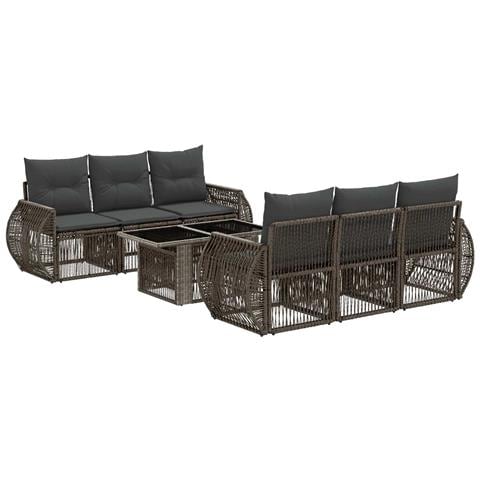 Set Divano da Giardino 7 pz Grigio e Grigio Scuro polyrattan - Foto 1