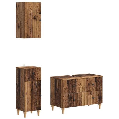 Set di armadietti da bagno in 3 pezzi ALKMAAR Legno antico - Foto 1