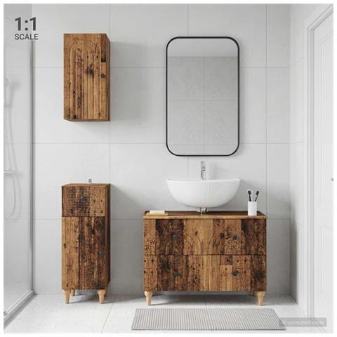 Set di armadietti da bagno in 3 pezzi ALKMAAR Legno antico - Foto 10