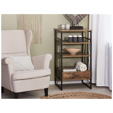 Scaffale A 4 Mensole In Color Legno Scuro Con Un Cassetto Keene - Foto 14