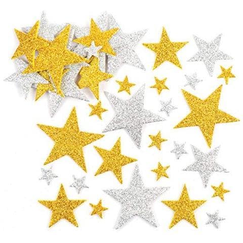 Oro E Argento Glitter Star Foam Adesivi (confezione Da 150) Autoadesivo Scrapbook Stickers - Foto 1