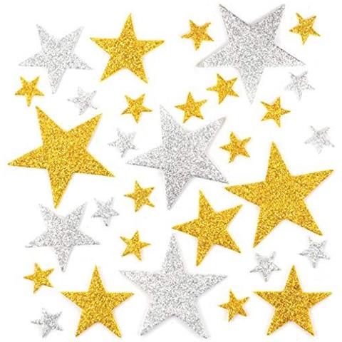Oro E Argento Glitter Star Foam Adesivi (confezione Da 150) Autoadesivo Scrapbook Stickers - Foto 4