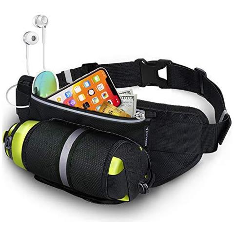 Esecuzione Cintura Con Porta Bottiglia Impermeabile Bum Bag In Bicicletta Del Sacchetto Della Vita Jogging Belt Dog Walking Borsa Per Vacanze Viaggio Camping Arrampicata Escursioni Esterna (nero)  - Foto 1