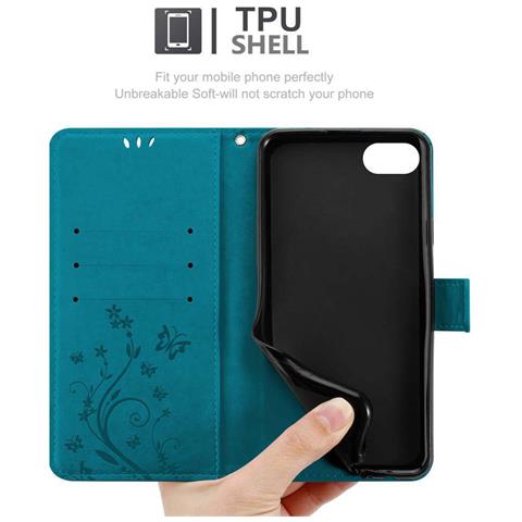Cadorabo Custodia Compatibile Con Apple Iphone 7 / 7s / 8 / Se 2020 In Blu Fiore - Coperchio Protettivo In Design Floreale Con Chiusura Magnetica, Funzione Stand E Slot Per Carte - Foto 8