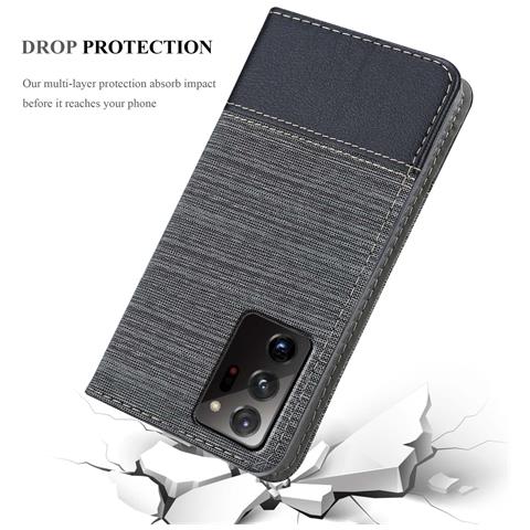 Custodia Compatibile Con Samsung Galaxy Note 20 Ultra In Grigio Nero - Coperchio Protettiva Con Chiusura Magnetica, Funzione Stand E Tasca Per Le Carte - Foto 8