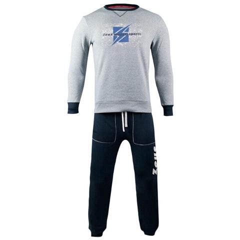 Tuta Uomo Zeus Sport Cotone Felpato Art. Mz06 : Grigio Melange \ Blue Tg L - Foto 1