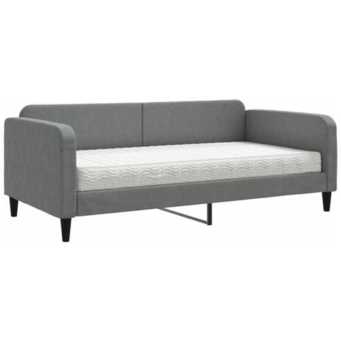 Divano Letto Con Materasso Grigio Scuro 100x200 Cm In Tessuto - Foto 1