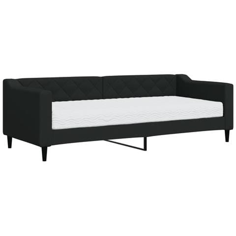 Divano Letto Con Materasso Nero 80x200 Cm In Tessuto - Foto 1