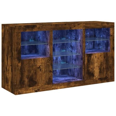 Credenza Con Luci Led Rovere Fumo 123x37x67 Cm - Foto 2