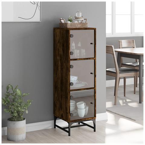 Credenza Con Ante In Vetro Rovere Fumo 35x37x120 Cm - Foto 2