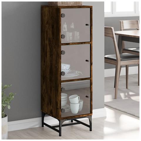 Credenza Con Ante In Vetro Rovere Fumo 35x37x120 Cm - Foto 1