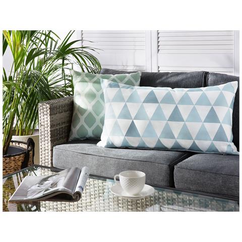 Set Di 2 Cuscini Tessuto Azzurro E Bianco 40 X 70 Cm Trifos - Foto 1