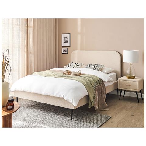 Letto Bouclé Flayat 140 X 200 Cm Beige Chiaro - Foto 1
