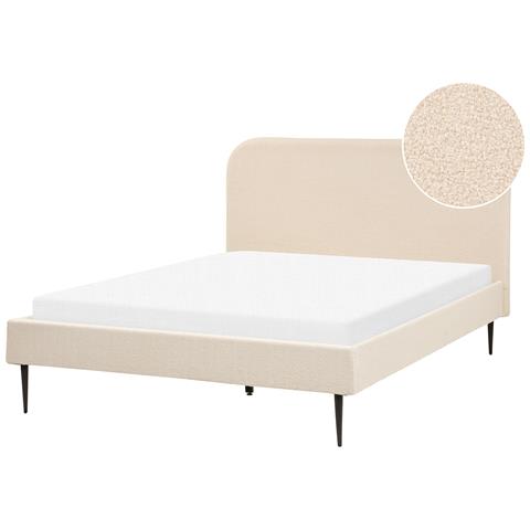 Letto Bouclé Flayat 140 X 200 Cm Beige Chiaro - Foto 2