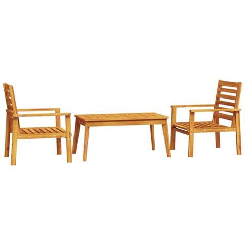 Set Da Salotto Da Giardino 3 Pz In Legno Massello Di Acacia - Foto 2