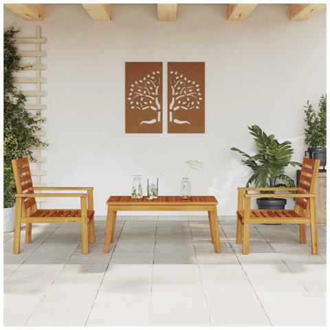 Set Da Salotto Da Giardino 3 Pz In Legno Massello Di Acacia - Foto 1
