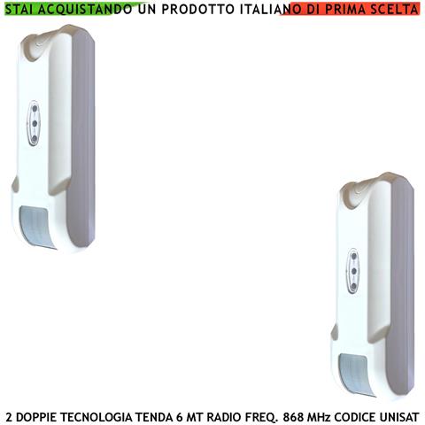 Sensore Movimento Balcone Doppia Tecnologia Tenda 2 Pezzi Copertura 6 Metri Frontali Prof. 1,8 Mt Via Radio Freq. 868 - Foto 1