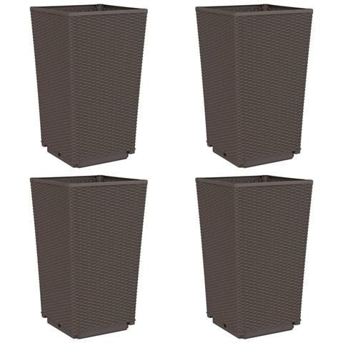 Fioriere Da Giardino 4 Pz Marrone 32,5x32,5x57 Cm In Pp - Foto 1
