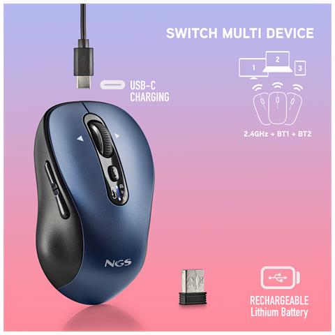 Mouse INFINITY-RB 3200 DPI Colore Nero /Blu - Foto 5