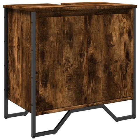 Mobile Lavabo Bagno Rovere Fumo 60x35x60 Cm Legno Multistrato - Foto 2