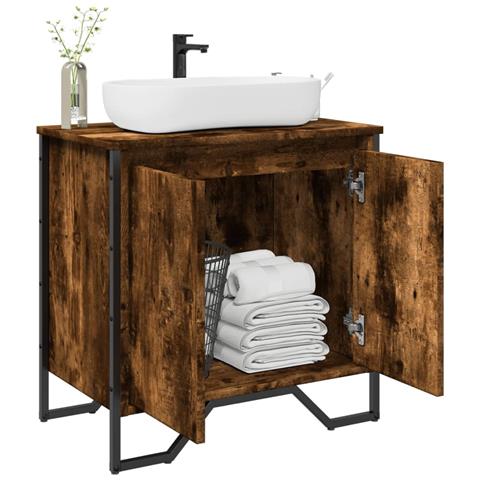 Mobile Lavabo Bagno Rovere Fumo 60x35x60 Cm Legno Multistrato - Foto 1
