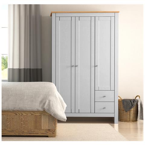 Emerald Armadio Con 2 Cassetti In Mdf Rovere E Grigio - Foto 7