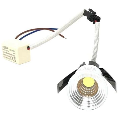 Faretto Led Cob Da Incasso 3 W Mini Punto Luce Bianca 6500k Bordo Bianco P29 - Foto 1