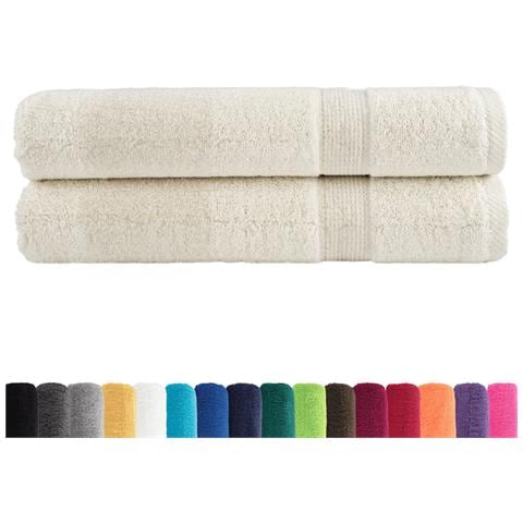Asciugamani Premium SOLUND 2 pz Crema 100x200 cm 600 g /m² - Foto 2