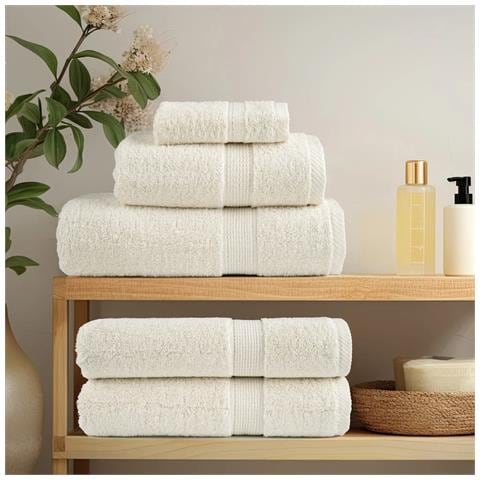 Asciugamani Premium SOLUND 2 pz Crema 100x200 cm 600 g /m² - Foto 3