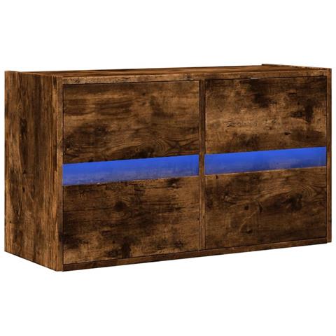 Mobile Tv A Parete Con Luci Led Rovere Fumo 80x31x45 Cm - Foto 3